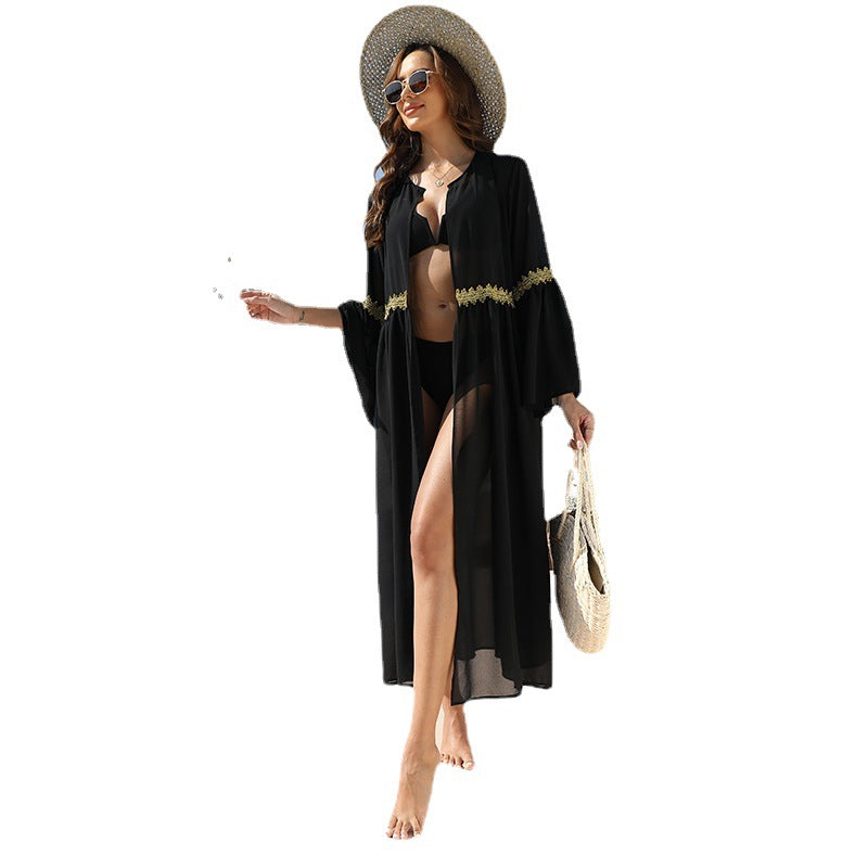 Damen eleganter transparenter Strandüberwurf Echo Archiv