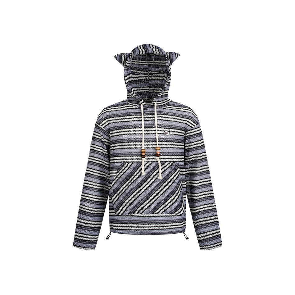 Damen Strick‑Kapuzenpullover mit Katzenohren und Kängurutasche Echoarchiv