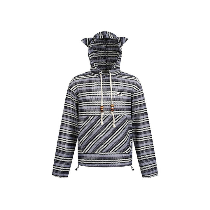 Damen Strick‑Kapuzenpullover mit Katzenohren und Kängurutasche Echoarchiv