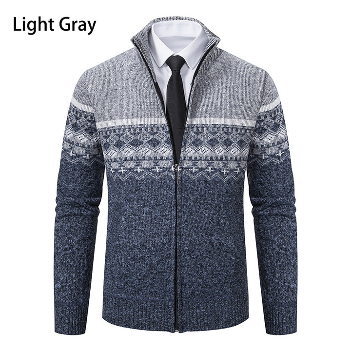 Herren Strickjacke mit modernem Muster und hohem Kragen Echoarchiv