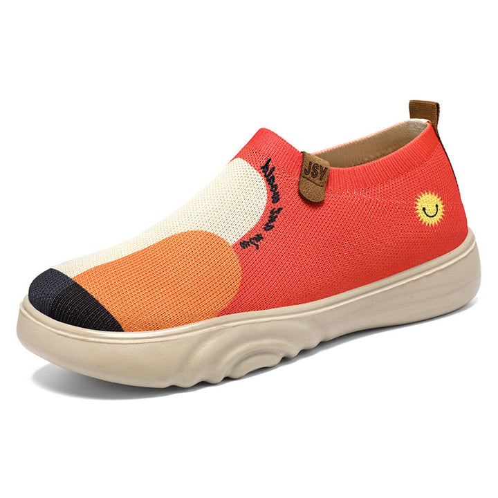 Damen nan gestrickter Slip-On Sneaker mit verspielter Stickapplikation und stoßdämpfender EVA-Plateausohle Echo Archiv