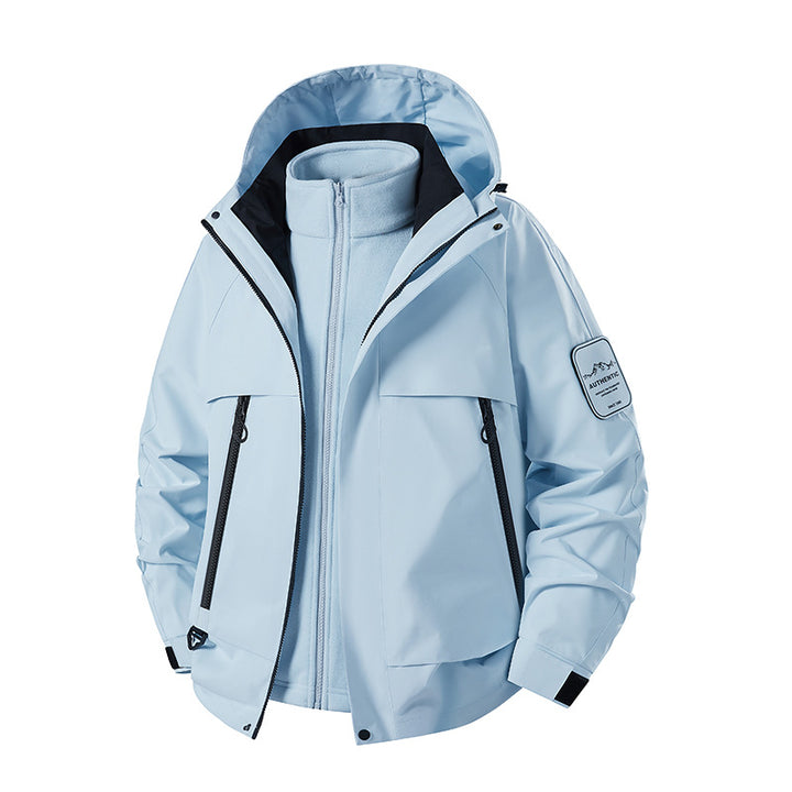 Herren dreiteilige wasserdichte Outdoor-Jacke mit abnehmbarer Kapuze und Fleece-Innenjacke Echoarchiv