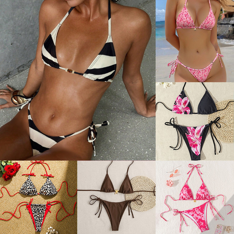 Damen Triangel-Bikini mit modischem Bindeband und strapazierfähigem Stoff Echo Archiv