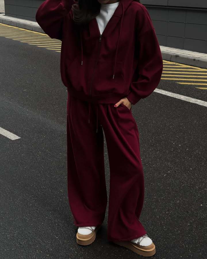 Damen nan weites Lounge-Set mit Zip-Hoodie, Kängurutasche und extraweiter Highwaist-Jogginghose Echo Archiv