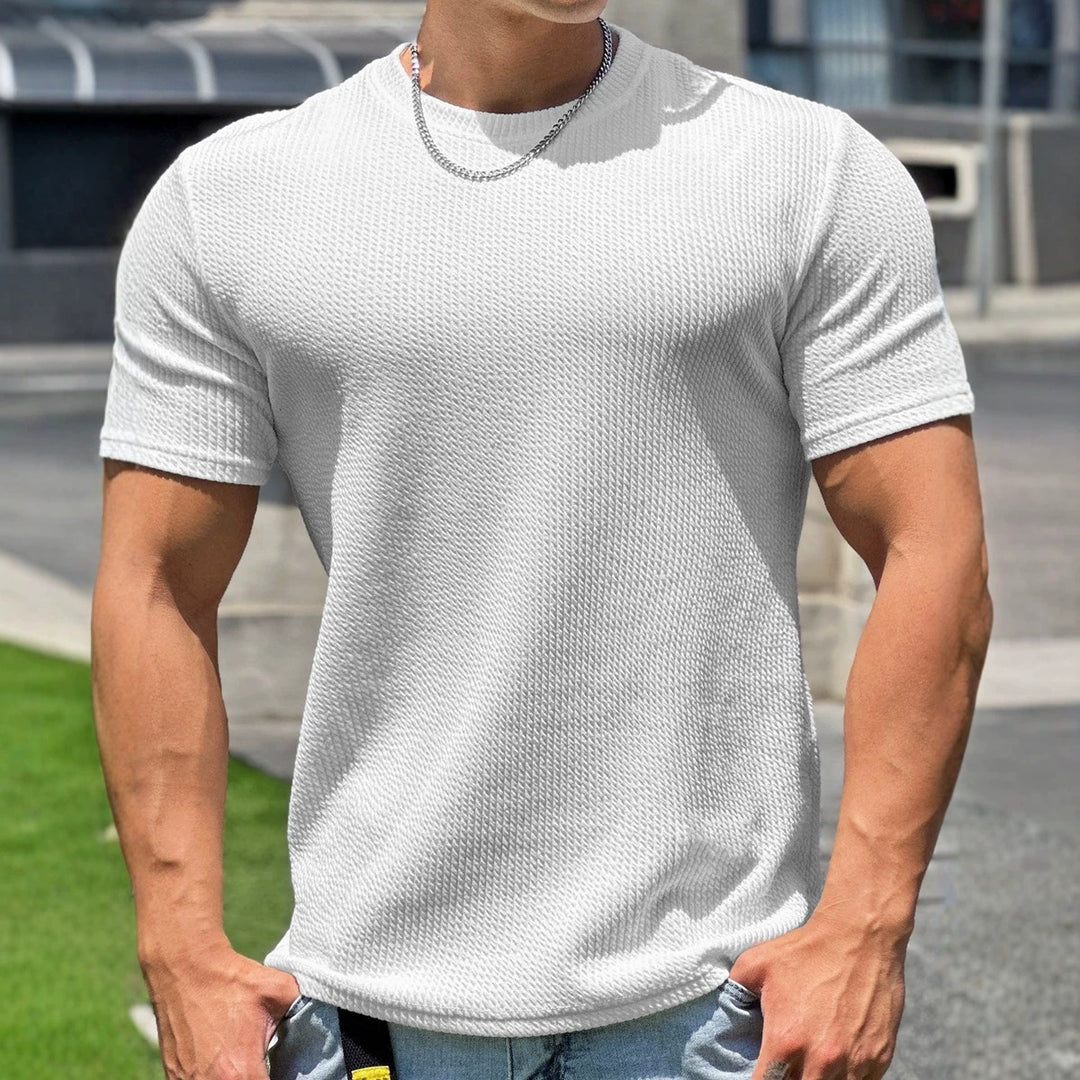 Herren strukturiertes T-Shirt in schlanker Passform mit Rundhalsausschnitt – Marzano