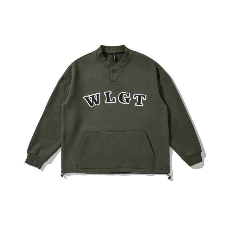 Unisex Oversize-Sweatshirt mit Henley-Knopfleiste, Kängurutasche und Tunnelzugsaum Echo Archiv