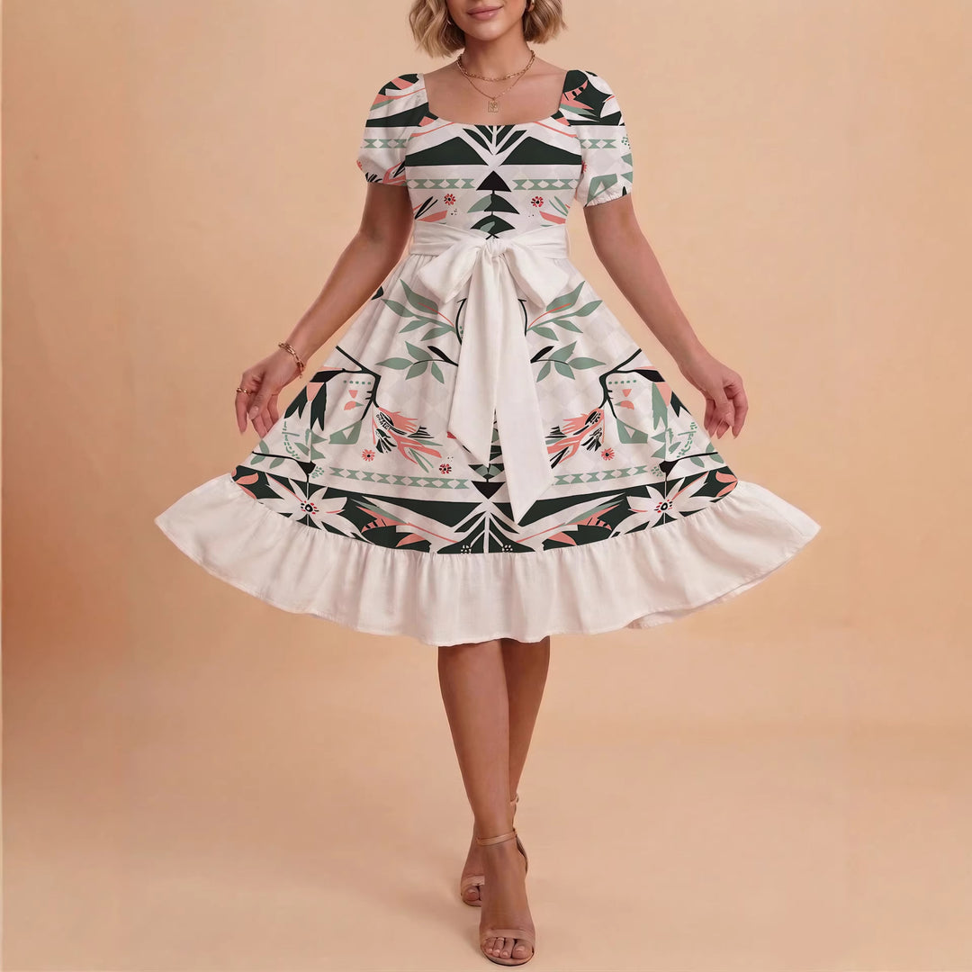 Damen schickes Glitzerkleid mit tailliertem Schnitt und Rüschensaum Echo Archiv