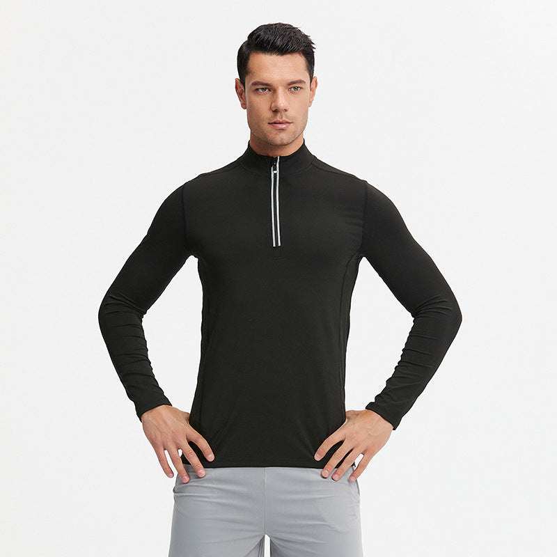 Herren Atmungsaktives Funktions-Langarmshirt mit halbem Reißverschluss und sportlichem Slim-Fit – Marzano