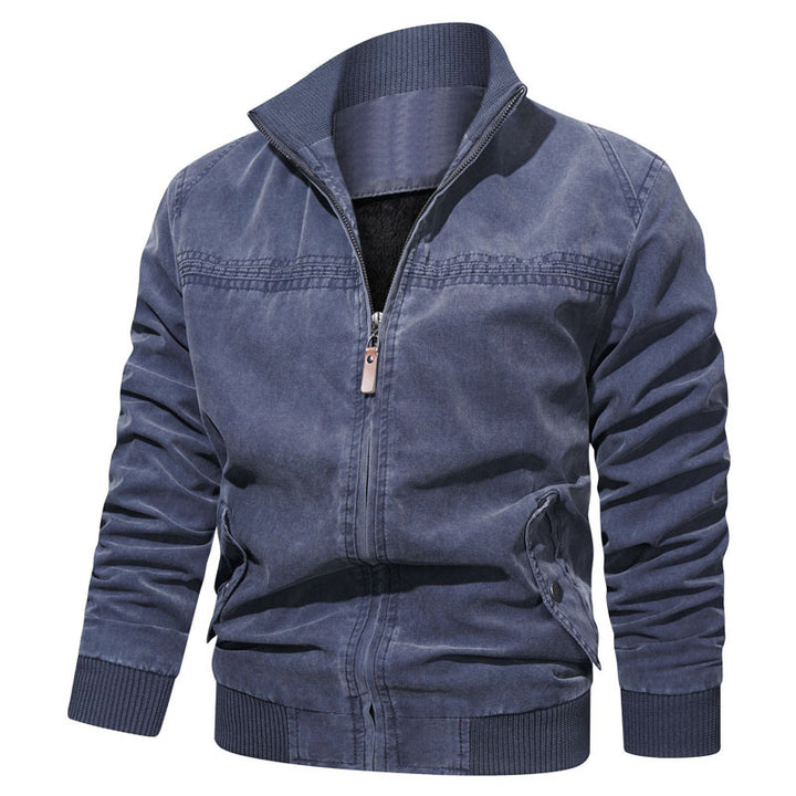 Herren Baumwoll-Canvas Zip‑Blouson im Vintage‑Look mit strukturiertem Stehkragen und Rippbündchen – Taviero
