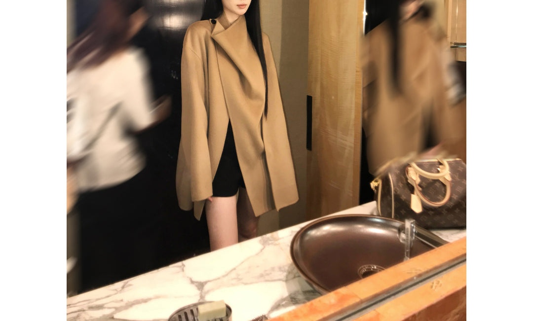 Damen Modischer Oversized-Wollmantel Echoarchiv