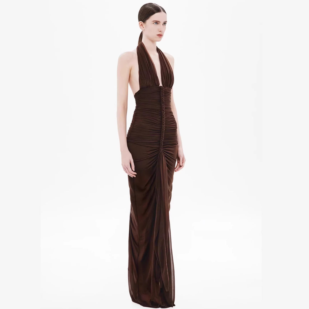 Damen elegantes trägerloses Abendkleid mit raffiniertem Drapé und tiefem Ausschnitt Echo Archiv