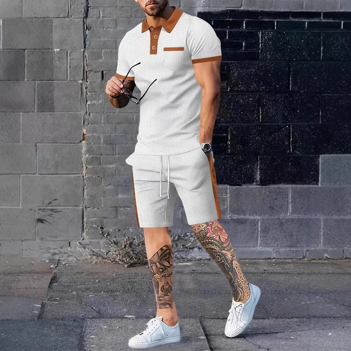 Herren Poloshirt und Shorts Set mit stylischem Kontrastdesign Echoarchiv