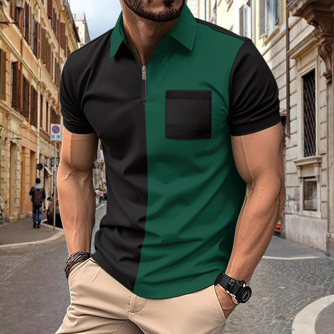Herren Polohemd mit modernem Zip-Kragen und praktischer Brusttasche Echoarchiv