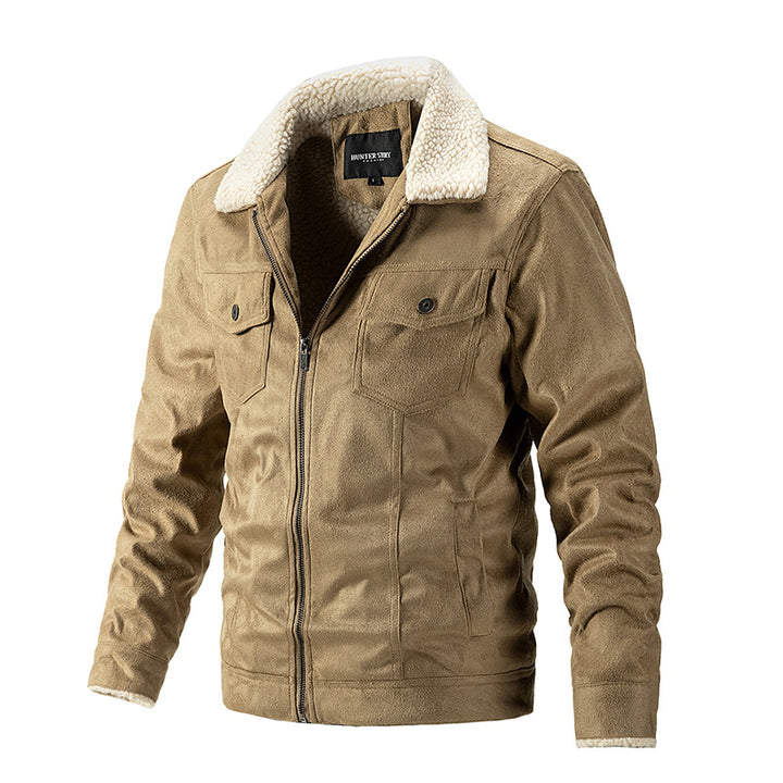 Herren Steppjacke im Biker-Stil mit warmem Teddykragen Echoarchiv