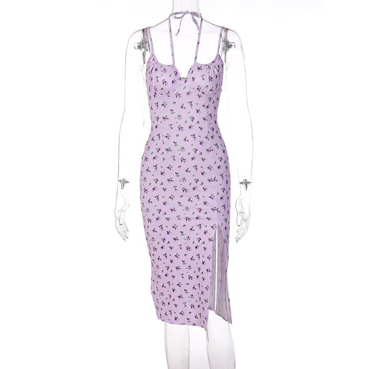 Damen Midi-Kleid mit floralem Muster und raffiniertem Schlitz Echo Archiv