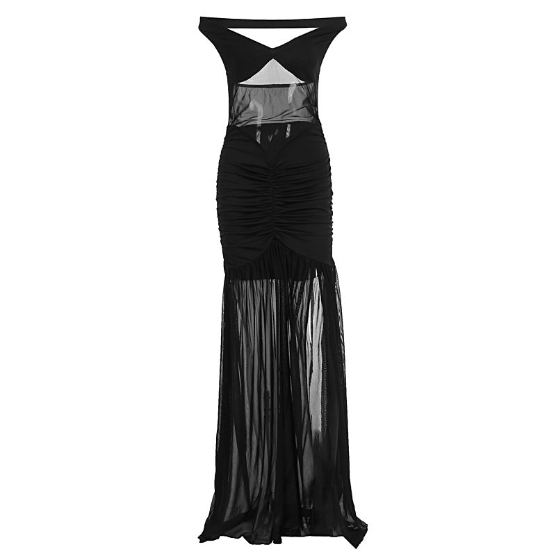 Damen elegantes Maxikleid mit transparenten Einsätzen und figurbetontem Schnitt Echo Archiv