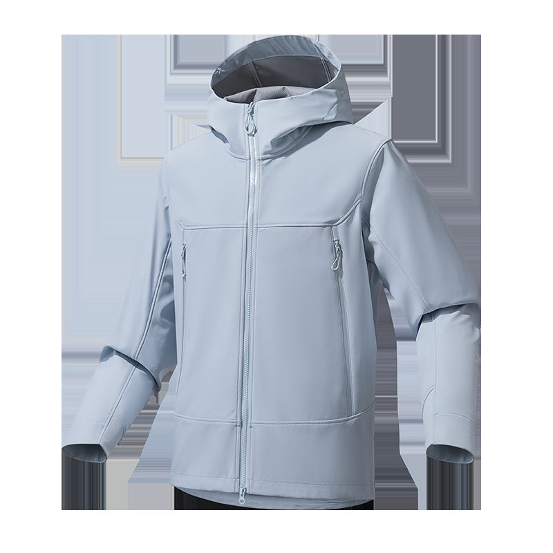 Herren Softshell‑Kapuzenjacke mit Stretch, wind- und wasserabweisender Membran und Zwei‑Wege‑Reißverschluss Echo Archiv