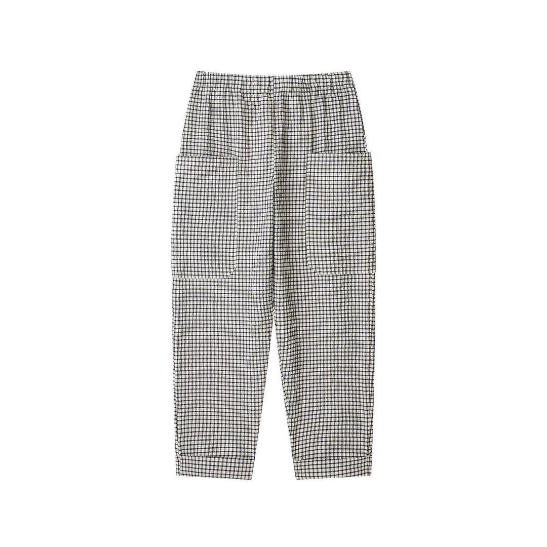 Damen Karierte Relaxed-Fit Stoffhose mit elastischem Bund und aufgesetzten Taschen Echo Archiv