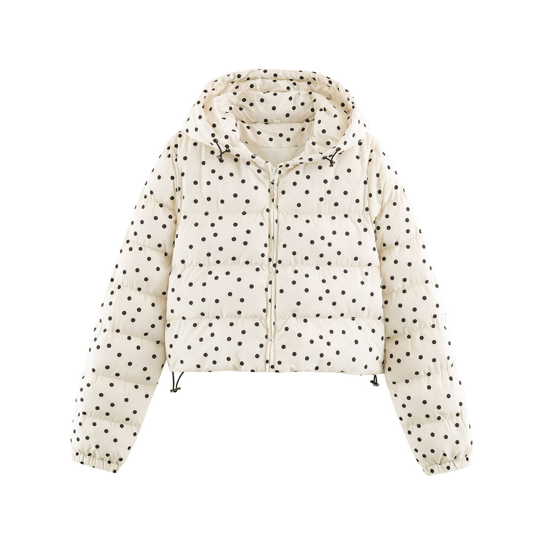 Damen Gepolsterte Cropped Kapuzenjacke mit Punktmuster Echoarchiv