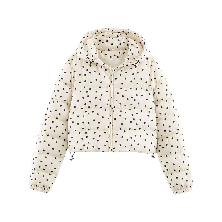 Damen Gepolsterte Cropped Kapuzenjacke mit Punktmuster Echoarchiv
