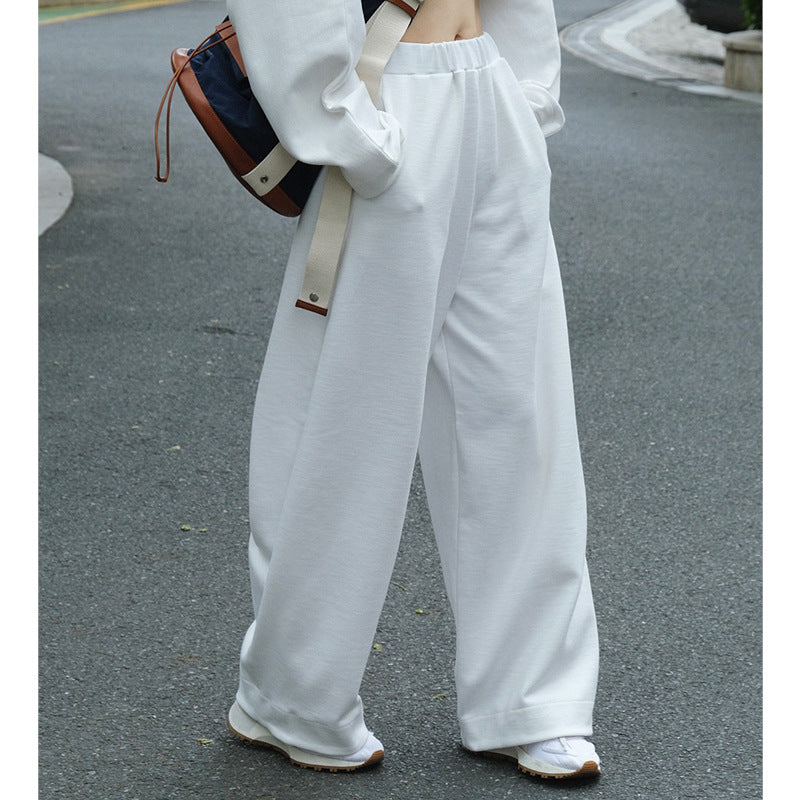 Damen Weite High‑Waist Sweathose aus Baumwoll-Fleece mit Elastbund und seitlichen Eingrifftaschen Echoarchiv