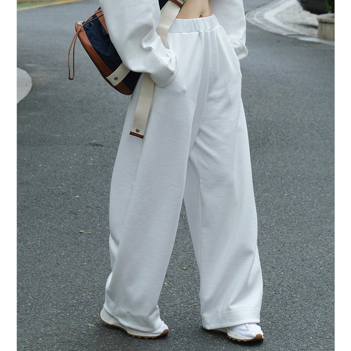 Damen Weite High‑Waist Sweathose aus Baumwoll-Fleece mit Elastbund und seitlichen Eingrifftaschen Echoarchiv