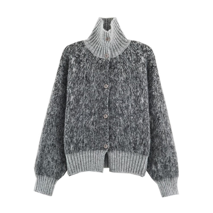 Damen Oversize-Cardigan im Flauschstrick mit hohem Rippkragen und Knopfleiste Echoarchiv
