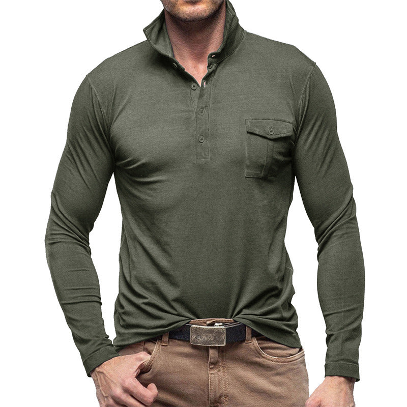 Herren Langarm Poloshirt mit modernem Stehkragen Echoarchiv