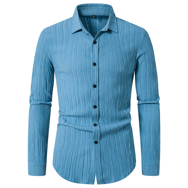 Herren Texturiertes Slim-Fit-Hemd mit krauser Struktur und Kentkragen Echo Archiv