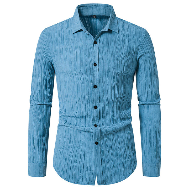 Herren Texturiertes Slim-Fit-Hemd mit krauser Struktur und Kentkragen Echo Archiv