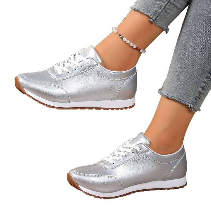 Damen  leichte Schnür-Sneaker aus Kunstleder mit gepolstertem Komfortfußbett und profilierter Gummisohle Echo Archiv
