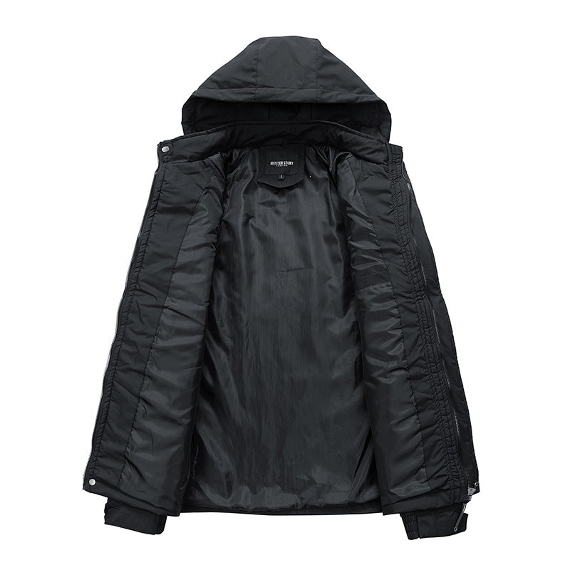 Herren Wasserabweisende Kapuzen‑Übergangsjacke mit Thermofutter, Utility‑Taschen & verstellbaren Manschetten Echoarchiv
