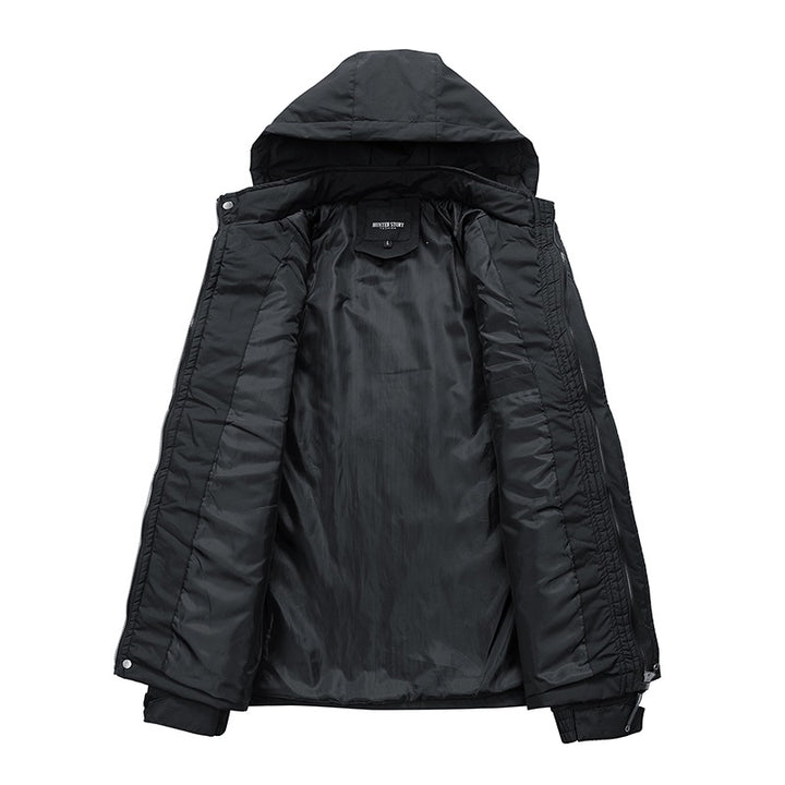 Herren Wasserabweisende Kapuzen‑Übergangsjacke mit Thermofutter, Utility‑Taschen & verstellbaren Manschetten Echoarchiv