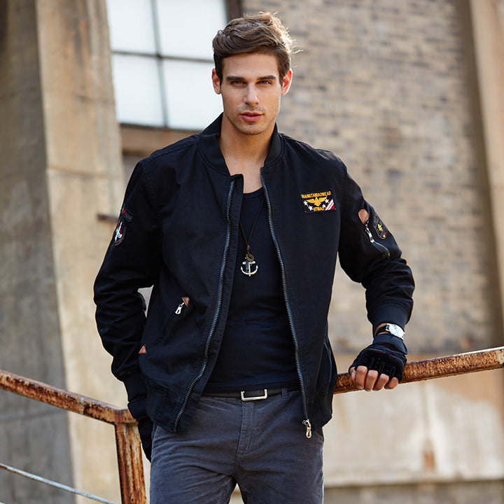 Herren Kapuzen-Canvasjacke im Military-Utility-Stil mit Camouflagemanschette und Rippbündchen Echoarchiv