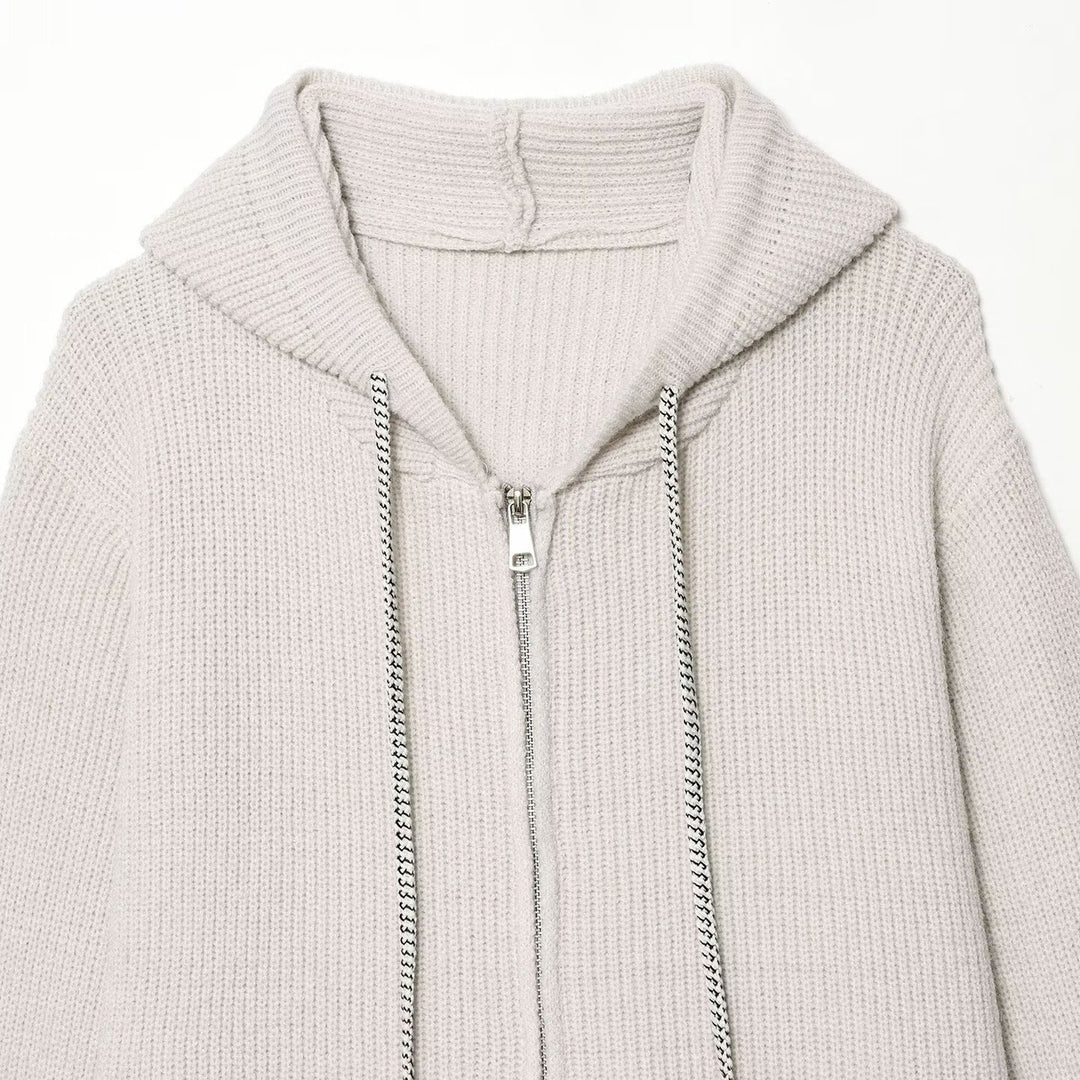 Damen Grobstrick-Kapuzenjacke mit Reißverschluss und Kordelzug Echo Archiv