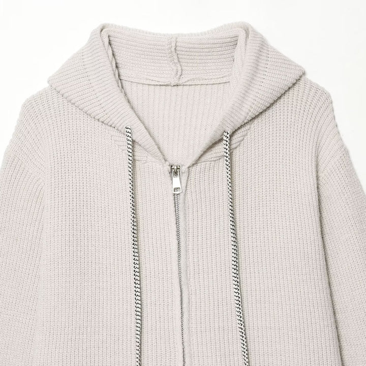 Damen Grobstrick-Kapuzenjacke mit Reißverschluss und Kordelzug Echo Archiv