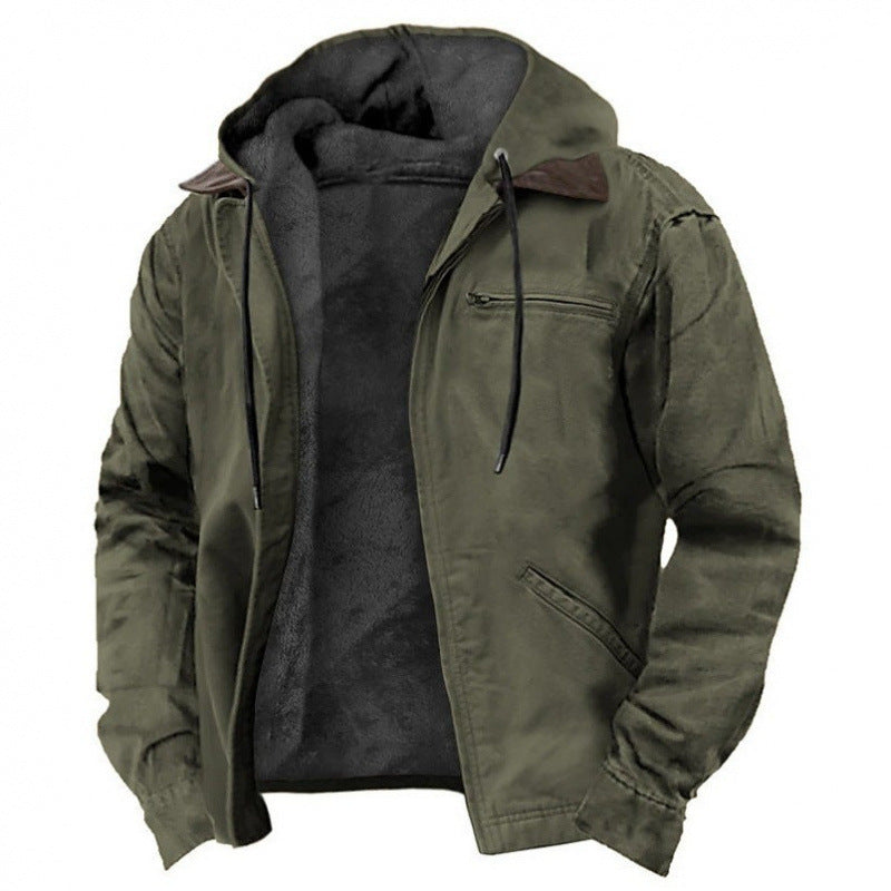 Herren Gefütterte Fieldjacke mit Kapuze und Sherpa-Futter – Taviero