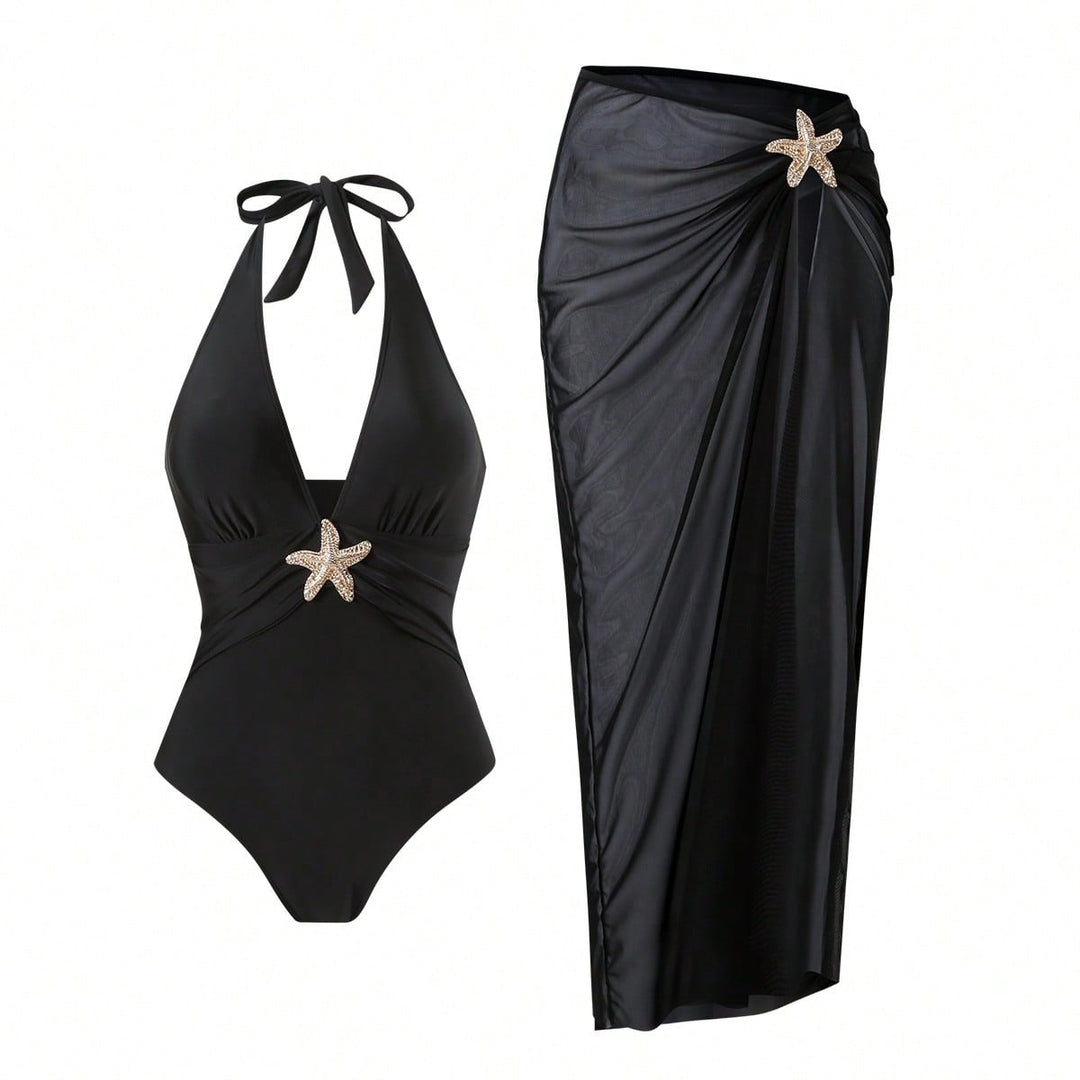 Damen Eleganter Badeanzug mit vielseitigem Wickelrock Echo Archiv