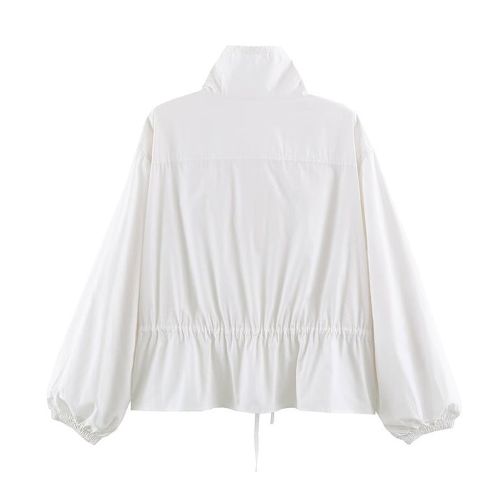 Damen Leichte taillierbare Windjacke mit Stehkragen, Tunnelzug und Ballonärmeln Echo Archiv