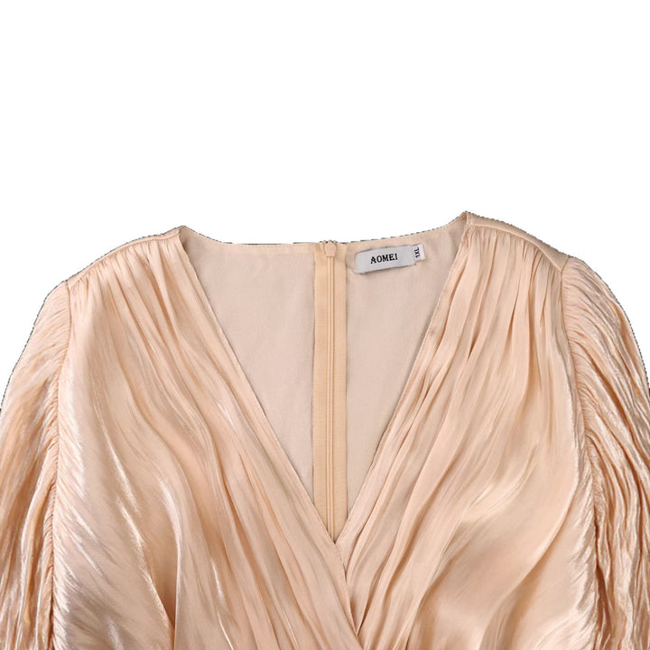 Damen Fließendes Maxi-Kleid mit eleganten Volantärmeln und Taillengürtel Echo Archiv