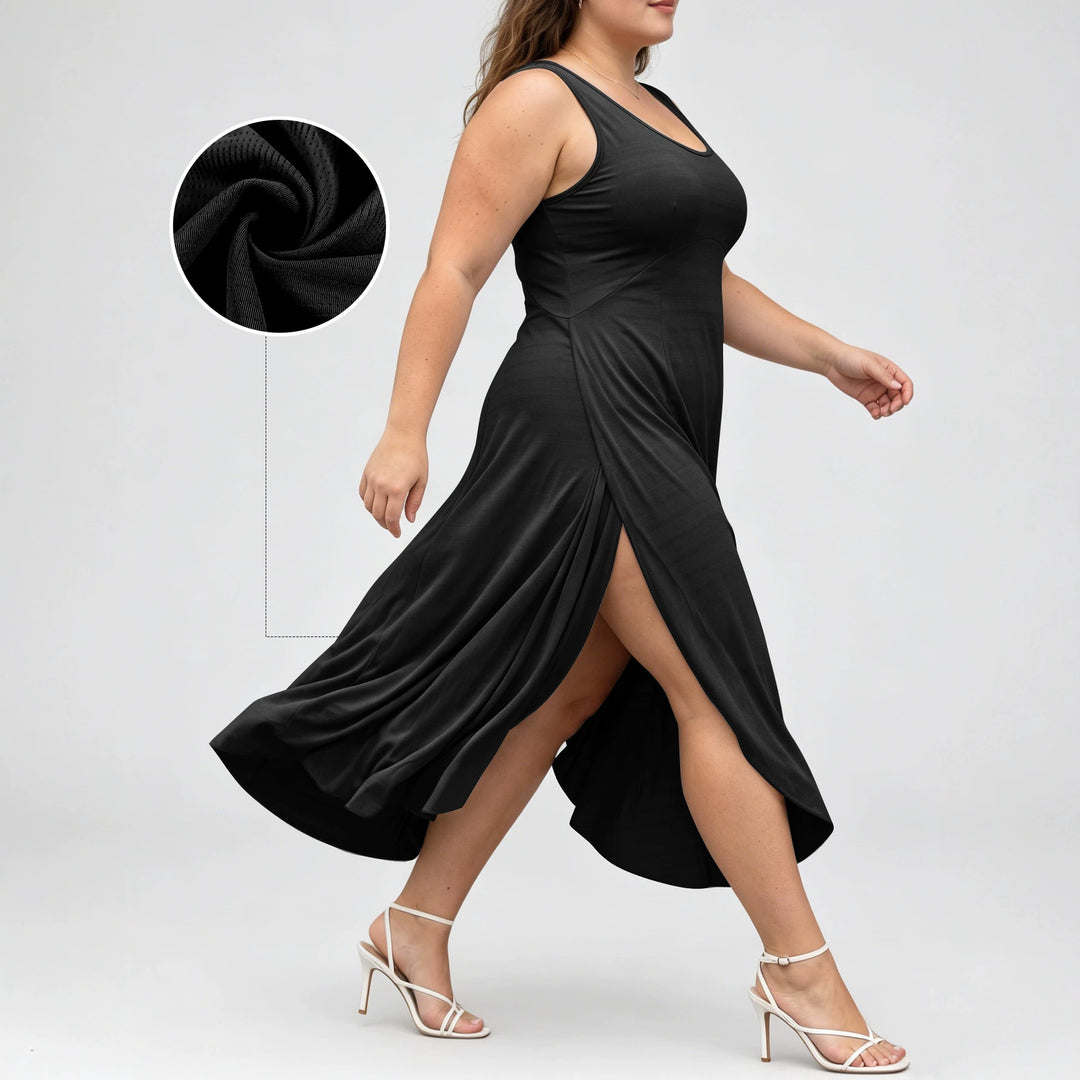 Damen Fließendes Maxikleid mit taillenbetonter A-Linie und breiten Trägern – Valéora