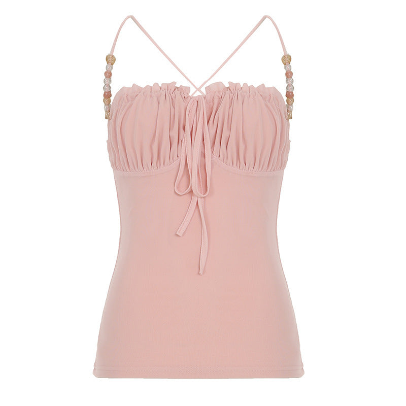Damen lässiges Top mit raffiniertem Rüschendesign und dekorativen Trägerdetails Echo Archiv