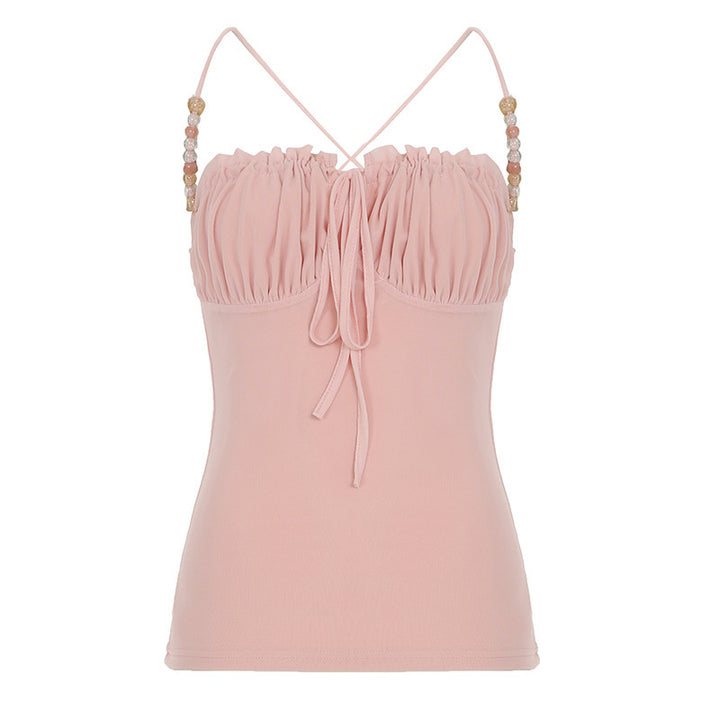 Damen lässiges Top mit raffiniertem Rüschendesign und dekorativen Trägerdetails Echo Archiv