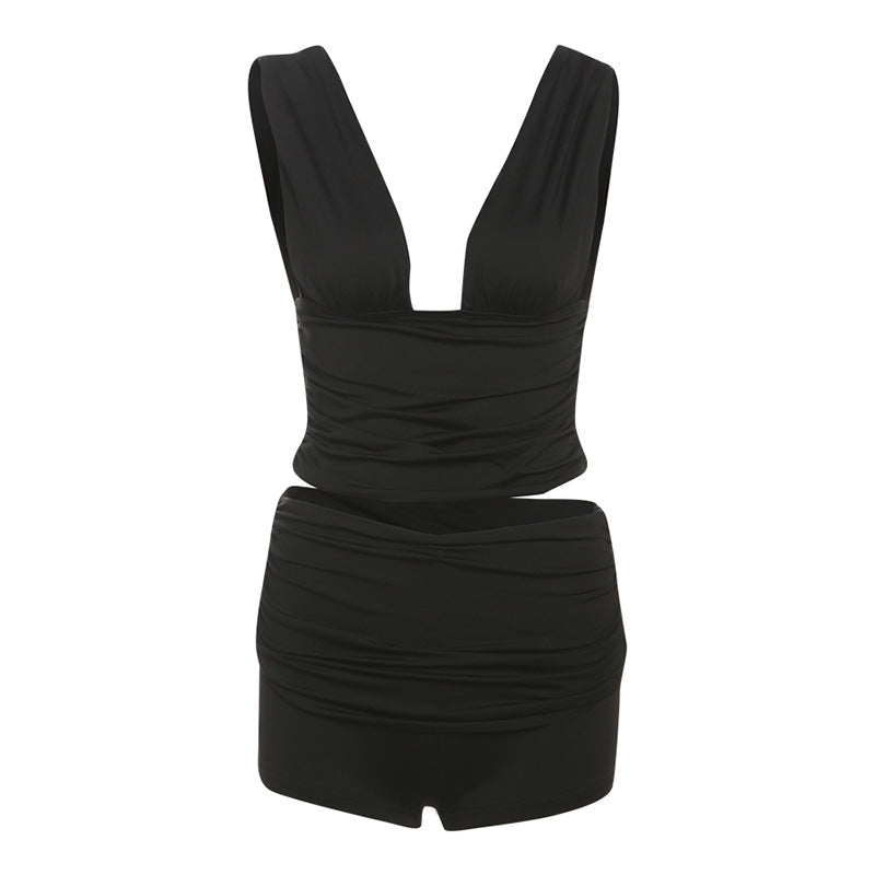 Damen Figurbetontes Oberteil und Shorts Set Echo Archiv