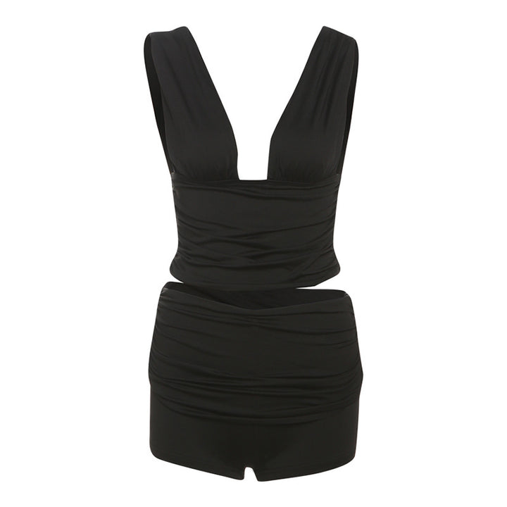 Damen Figurbetontes Oberteil und Shorts Set Echo Archiv