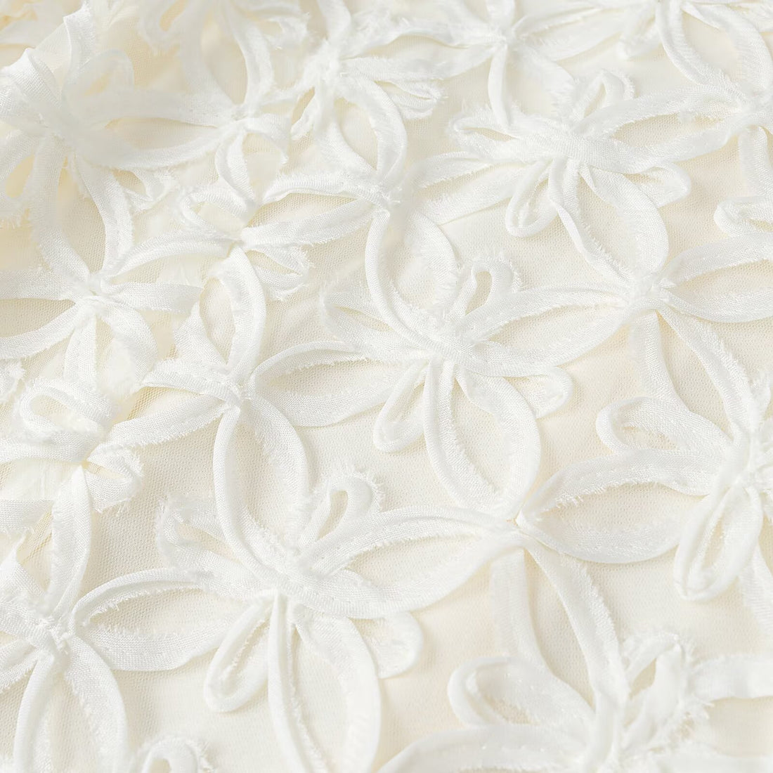 Damen A-Linien Mini-Kleid mit dreidimensionaler Blumenstickerei und Puffärmeln Echoarchiv