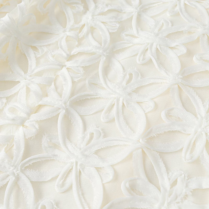 Damen A-Linien Mini-Kleid mit dreidimensionaler Blumenstickerei und Puffärmeln Echoarchiv