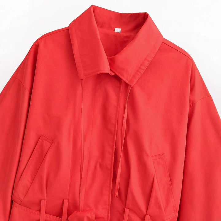 Damen Kurzjacke im Blousonstil mit Bindegürtel und breitem Kragen Echo Archiv