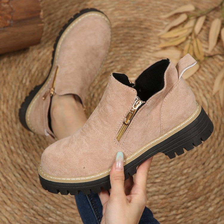 Damen Kurzschaft‑Stiefelette mit grober Profilsohle und seitlichem Reißverschluss Echo Archiv