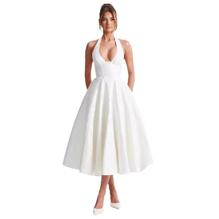 Damen Elegantes Halterneck-Ballkleid mit weitem Rock Echo Archiv